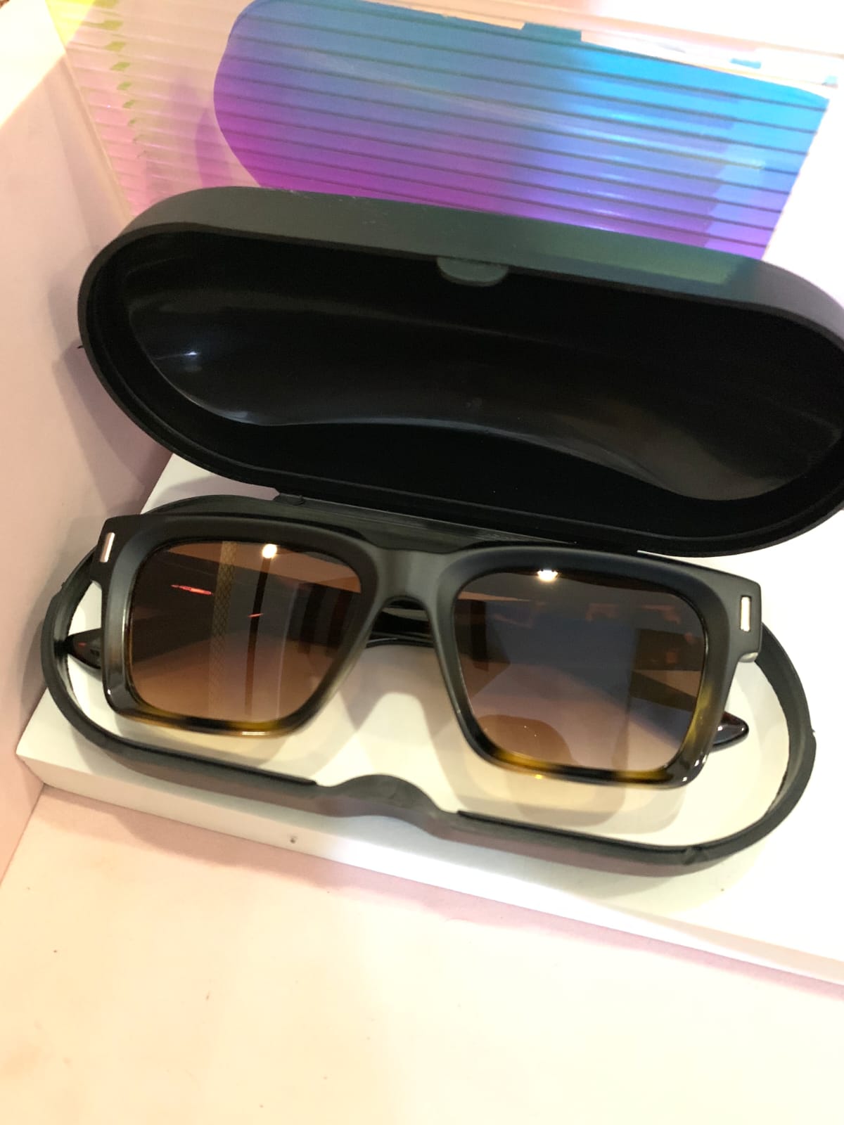 Mextmart Midnight Amber Squares Sunglasses