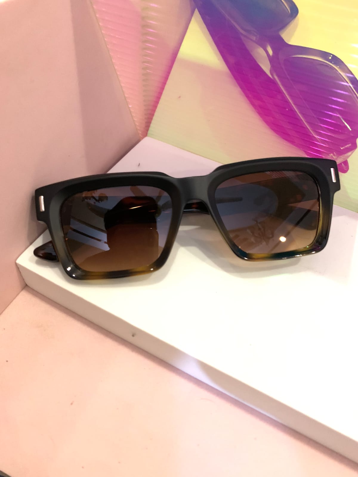Mextmart Midnight Amber Squares Sunglasses